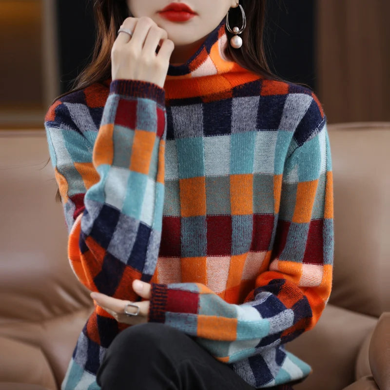 Vintage Mosaic Turtleneck Sweater